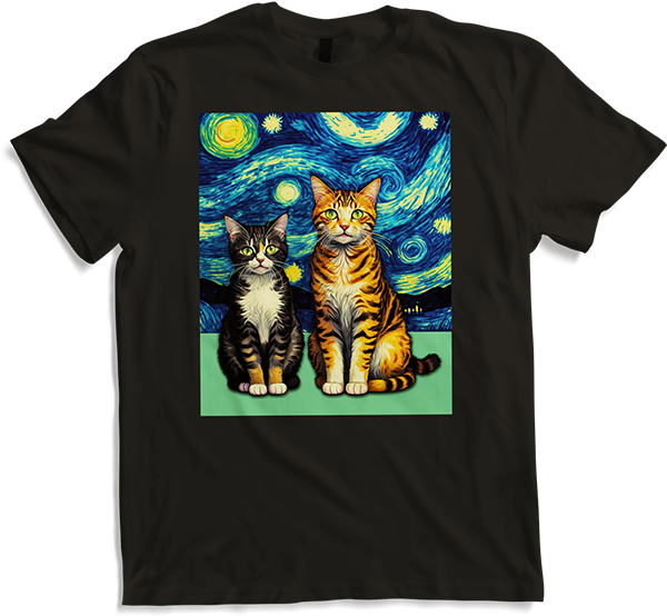 Produktbild von T-Shirt Surreal Impressionistische Katze Impressionismus Katzen Kunst