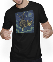 Produktbild von T-Shirt mit Mann Surreal Impressionistische Katze Impressionismus Katzen Malerei Katze