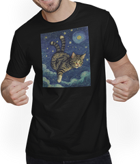 Produktbild von T-Shirt mit Mann Surreal Impressionistische Katze Impressionismus Katzen Malerei Katze