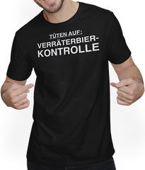 Produktbild von T-Shirt mit Mann Tüten auf: Verräterbierkontrolle Konzerte Lustiges Festival