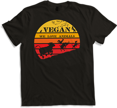 Produktbild von T-Shirt Vegan Vintage Sonne | Schönes Retro Motiv für Veganer
