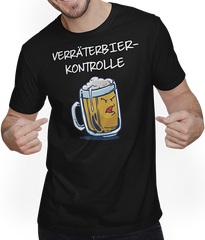 Produktbild von T-Shirt mit Mann Verräterbierkontrolle Konzerte Open Air Lustiges Festival