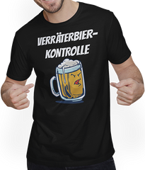 Produktbild von T-Shirt mit Mann Verräterbierkontrolle Konzerte Open Air Lustiges Festival