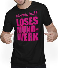 Produktbild von T-Shirt mit Mann Vorsicht Loses Mundwerk Lustiger frecher Spruch Teenager