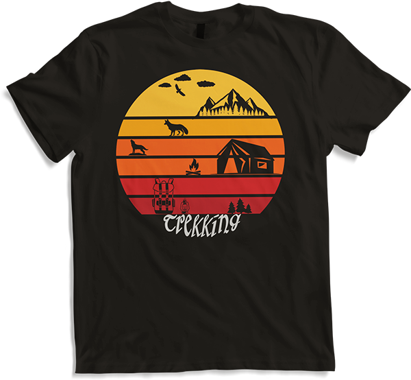 Produktbild von T-Shirt Wandern & Trekking | Vintage Sonne | Mit Zelt und Lagerfeuer