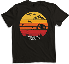 Produktbild von T-Shirt Wandern & Trekking | Vintage Sonne | Mit Zelt und Lagerfeuer