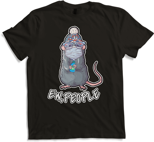 Produktbild von T-Shirt Winter Edition: Ew People Spruch Haustier Ratte trägt Gesichtsmaske