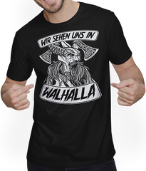 Produktbild von T-Shirt mit Mann Wir sehen uns in Walhall Odin Wotan Thor Wikinger Nordmann