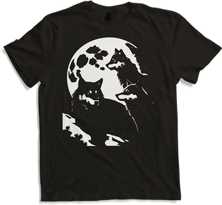 Produktbild von T-Shirt Wolf und Mond Silhouette Wölfe Spruch