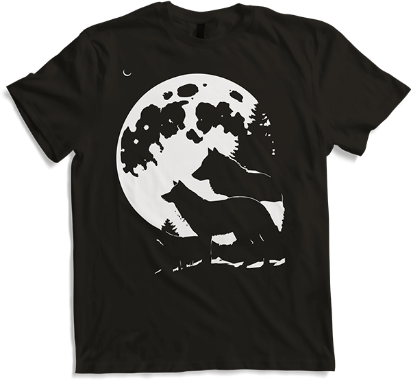Produktbild von T-Shirt Wolf und Mond Silhouette Wölfe Spruch