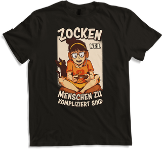 Produktbild von T-Shirt Zocken Menschen kompliziert Gamer Nerd Spruch Mädchen Games