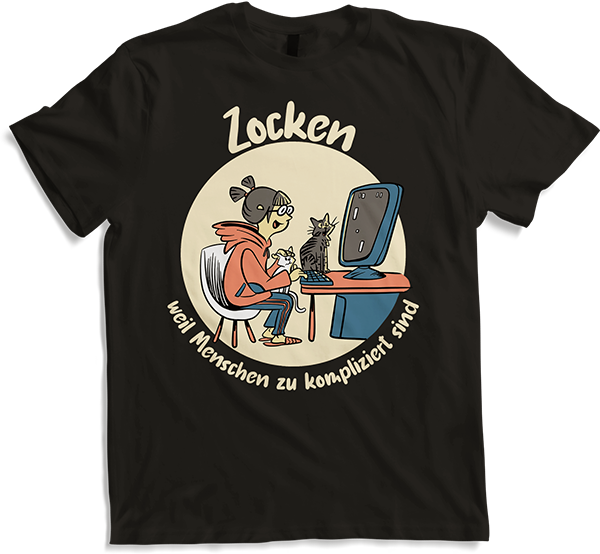 Produktbild von T-Shirt Zocken Menschen kompliziert Gamer Nerd Spruch Mädchen Games