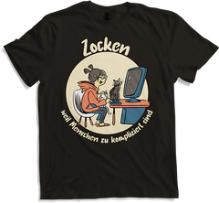 Produktbild von T-Shirt Zocken Menschen kompliziert Gamer Nerd Spruch Mädchen Games