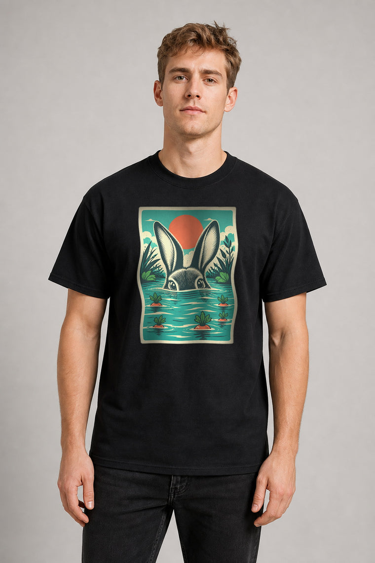 AI Model ai_male Hase im Wasser mit Karotten T-Shirt