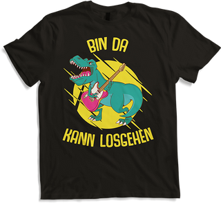 Produktbild von T-Shirt Bin da kann losgehen Dino Lustiger Partyspruch Tyrannosaurus