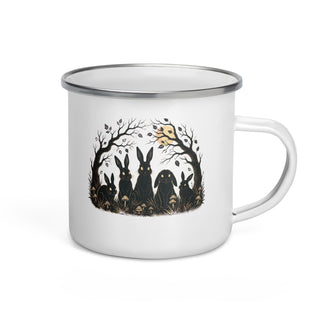 Nächtliche Hasenrunde Emaille Tasse Handle Right Produktbild 1