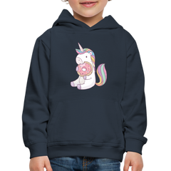Donut Einhorn nascht Kinder Premium Hoodie - Navy