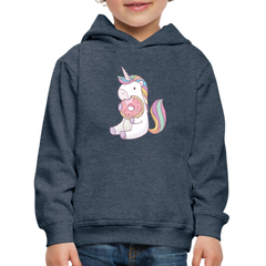 Donut Einhorn nascht Kinder Premium Hoodie - Jeansblau
