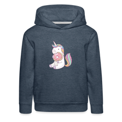 Donut Einhorn nascht Kinder Premium Hoodie - Jeansblau