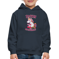 Einhorn Zocken zur Entspannung Kinder Premium Hoodie - Navy