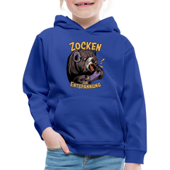 Braunbär Zocken zur Entspannung Kinder Premium Hoodie - Royalblau