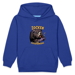 Braunbär Zocken zur Entspannung Kinder Premium Hoodie - Royalblau