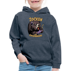Braunbär Zocken zur Entspannung Kinder Premium Hoodie - Jeansblau