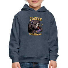 Braunbär Zocken zur Entspannung Kinder Premium Hoodie - Jeansblau