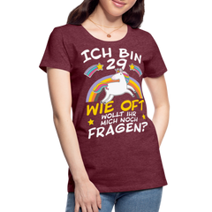 29 Einhorn | Frauen Premium T-Shirt - Bordeauxrot meliert