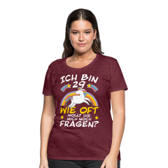 29 Einhorn | Frauen Premium T-Shirt - Bordeauxrot meliert