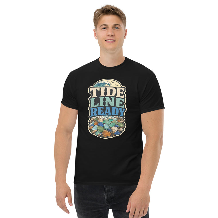 Gildan5000 Tide Line Ready T-Shirt Schwarz Men's 2 Front