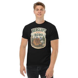 Gildan5000 Bergluft Statt Büro Wandern T-Shirt Schwarz Men's 2 Front