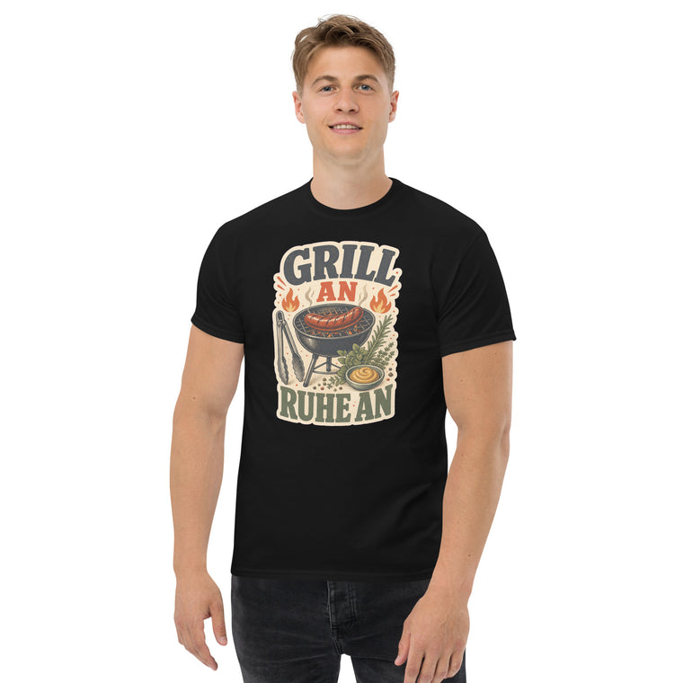 Gildan5000 Grill An Ruhe An BBQ T-Shirt Schwarz Men's 2 Front
