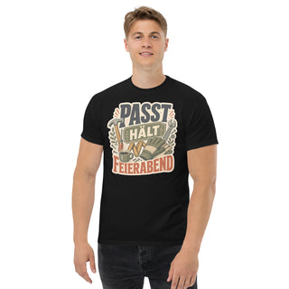 Gildan5000 Passt Hält Feierabend T-Shirt Schwarz Men's 2 Front