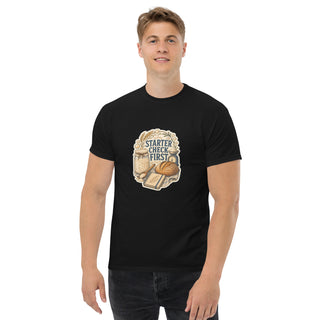 Gildan5000 Sauerteig Starter Check Backroutine T-Shirt Schwarz Men's 2 Front