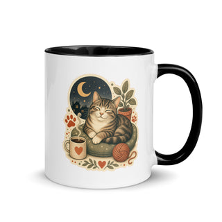 Gemütliche Katze Kaffee Garn Tasse Zweifarbig Handle Right Produktbild 1