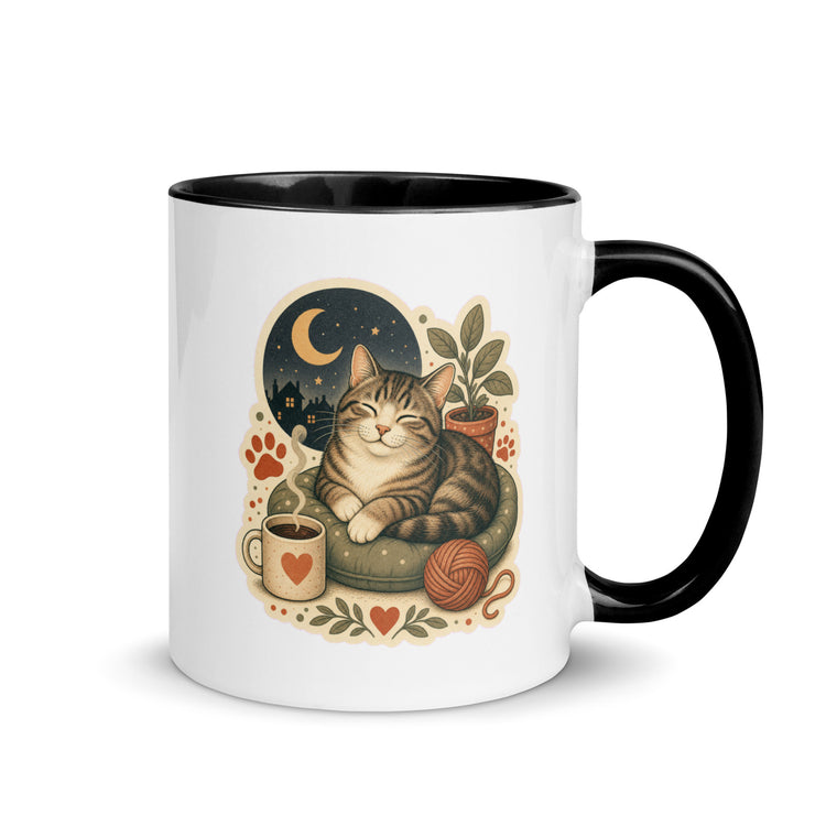 Gemütliche Katze Kaffee Garn Tasse Zweifarbig Handle Right Produktbild 1