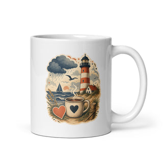 Nordküste Leuchtturm Kaffeetasse Weiß Handle Right Produktbild 1