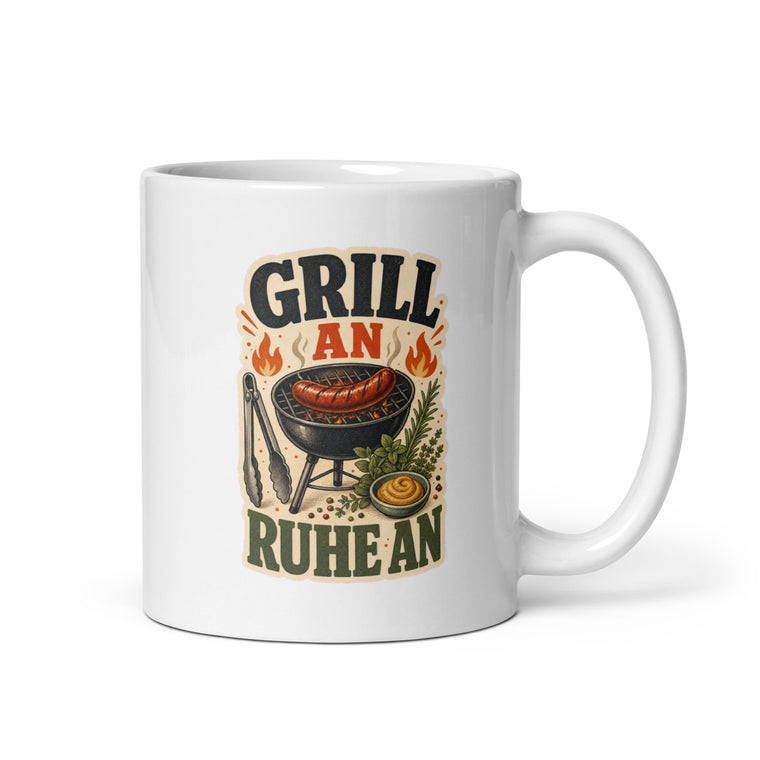 Grill An Ruhe An BBQ Kaffeetasse Weiß Handle Right Produktbild 1