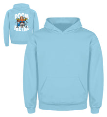 Zeigt funny doom metal sloth drummer kinder hoodie in Farbe Himmelblau