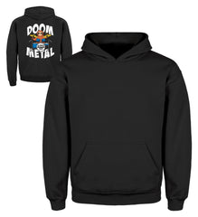 Zeigt funny doom metal sloth drummer kinder hoodie in Farbe Jet Schwarz