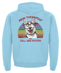 Zeigt vintage husky therapeut spruch kinder hoodie in Farbe Jet Black