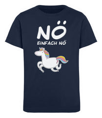 NÖ Einhorn | Cooler Spruch | Kinder Bio T-Shirt in French Navy in Größe 12/14 (152/164)