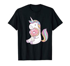 Lustiges Einhorn mit Donut | Unicorn | Regenbogen Geschenk T-Shirt in Default Title in Größe