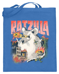Zeigt ratzilla lustiges ratten monster jutebeutel mit langen henkeln in Farbe Blue