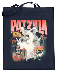 Zeigt ratzilla lustiges ratten monster jutebeutel mit langen henkeln in Farbe Deep Blue