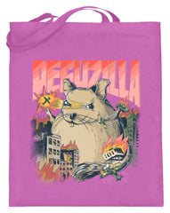 Zeigt deguzilla lustiges degu monster jutebeutel mit langen henkeln in Farbe Pink