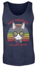 Zeigt susser kater cooler spruch mein therapeut hat fell und pfoten retro katze herren tanktop in Farbe White