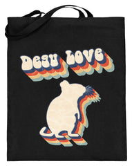 Zeigt degu love vintage retro geschenk fur besitzer von degus jutebeutel mit langen henkeln in Farbe Weiß