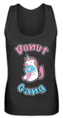 Süßes kleines Einhorn nascht leckeren süßen Donut auf | Frauen Tank Top in Black in Größe S